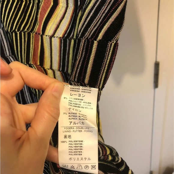 M Missoni knit turtleneck mini dress striped chevron - Picture 5 of 6